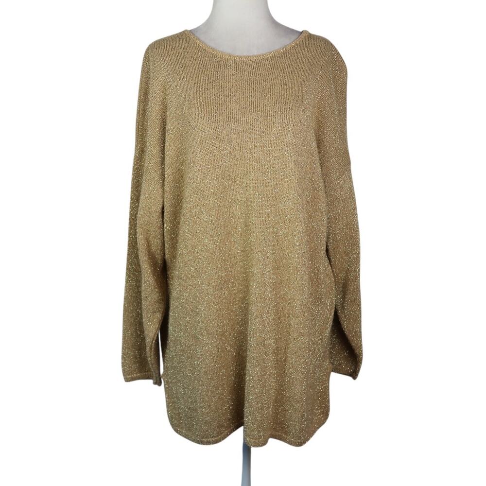 Vintage 80s Nutcracker Metallic Gold Knit Tunic Sweater Christmas L